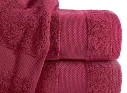 Ręcznik bawełniany 50x90 LORITA amarantowy zdobiony subtelną bordiurą w tonacji ręcznika