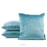 Poszewka welwetowa 45x45 LOTOS 8 turkusowa ze złotym nadrukiem kwiatu lotosu obszyta lamówką Limited Collection - 2