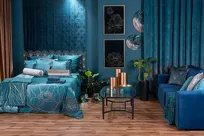 Poszewka welwetowa 45x45 LOTOS 8 turkusowa ze złotym nadrukiem kwiatu lotosu obszyta lamówką Limited Collection - 9