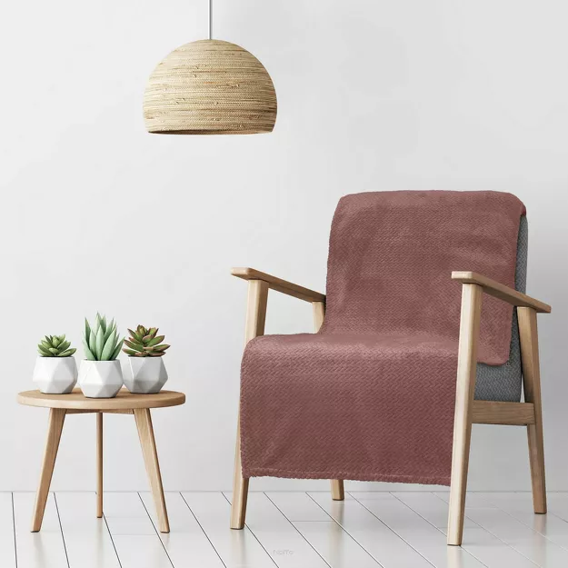 Koc na fotel 70x160 CINDY 3 różowy puszysty w jodełkę Design 91