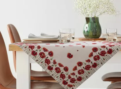 Nakładka gobelinowa 100x100 1064 naturalna z nadrukiem maków