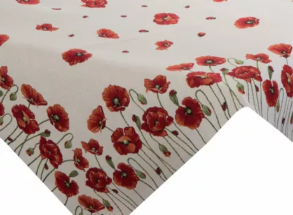 Nakładka gobelinowa 100x100 1064 naturalna z nadrukiem maków