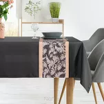 Obrus 140x180 z bieżnikiem 33x180 ANITA 1 czarny z wzorem paproci - 6