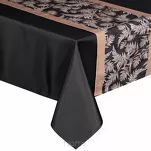 Obrus 140x180 z bieżnikiem 33x180 ANITA 1 czarny z wzorem paproci - 4