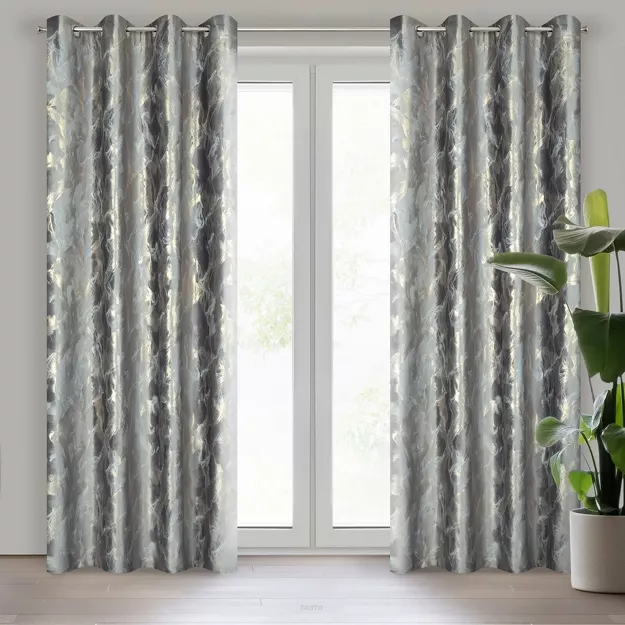 Zasłona na przelotkach 140x250 MELODY welwetowa stalowa z metalicznym nadrukiem efekt 3D
