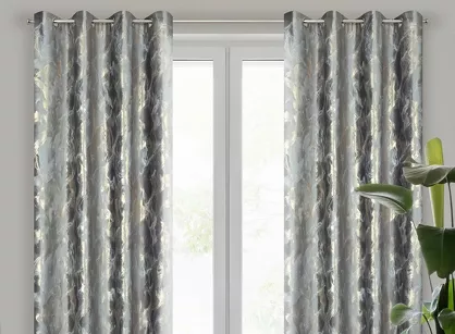Zasłona na przelotkach 140x250 MELODY welwetowa stalowa z metalicznym nadrukiem efekt 3D