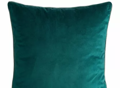 Poszewka welwetowa 45x45 GAJA 2 jednokolorowa ciemny turkus obszyta lamówką