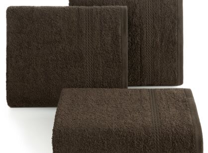 Ręcznik 50x90 ELMA brązowy z delikatną żakardową bordiurą w tonacji ręcznika