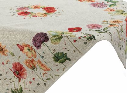 Nakładka gobelinowa 100x100 1239 popielata z wzorem kwiatów polnych