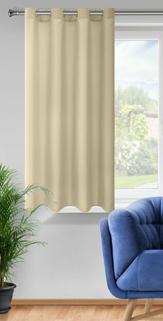 Zasłona na przelotkach 140x175 RITA jednokolorowa beżowa z miękkiej tkaniny