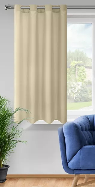 Zasłona na przelotkach 140x175 RITA jednokolorowa beżowa z miękkiej tkaniny