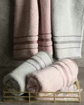 Ręcznik bawełniany 30x50 KORAL biały zdobiony subtelną bordiurą w pasy - 7