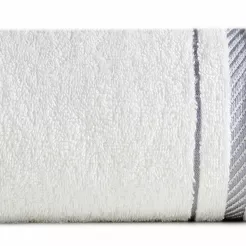 Ręcznik bawełniany 30x50 KORAL biały zdobiony subtelną bordiurą w pasy