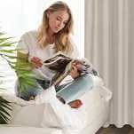 Zasłona na przelotkach 140x250 LIDIA beżowa jednokolorowa w stylu eko - 14