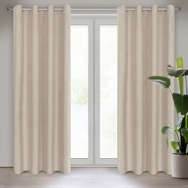 Zasłona na przelotkach 140x250 LIDIA beżowa jednokolorowa w stylu eko