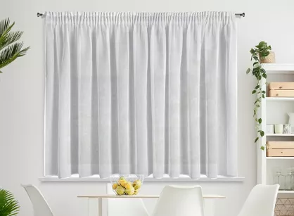 Firana na taśmie 400x145 ANGELA biała z efektem deszczyku półprzeźroczysta