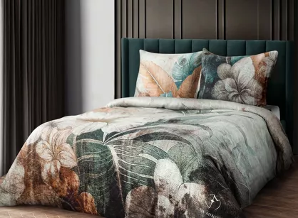 Pościel z makosatyny 160x200 SERENA Eva Minge czarna zielona designerski wzór