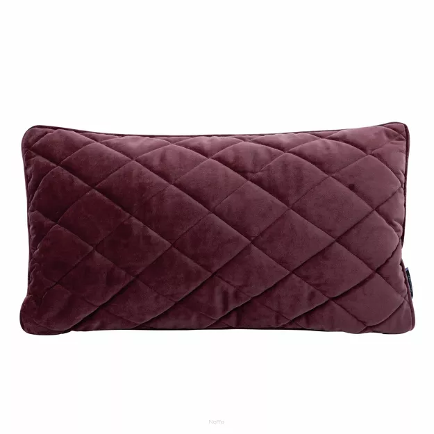 Poszewka welwetowa z wypełnieniem 30x50 VELVET 29F bordowa pikowana w romby z ozdobną wypustką na brzegach