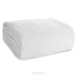 Narzuta jednokolorowa 200x220 LEN 3 biała pikowana w gęstą jodełkę imitująca len - 3