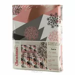 Pościel świąteczna 220x200 AURA różowa czarna choinki gwiazdki z mikrowłókna - 2