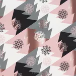 Pościel świąteczna 220x200 AURA różowa czarna choinki gwiazdki z mikrowłókna - 5