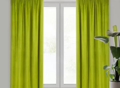 Zasłona na taśmie 140x300 PIERRE welwetowa oliwkowa jednokolorowa