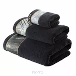 Ręcznik 70x140 EVA 17 Eva Minge czarny zdobiony bordiurą z botanicznym wzorem w liście z kolekcji Premium - 5