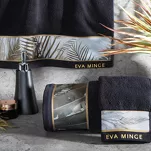 Ręcznik 70x140 EVA 17 Eva Minge czarny zdobiony bordiurą z botanicznym wzorem w liście z kolekcji Premium - 4