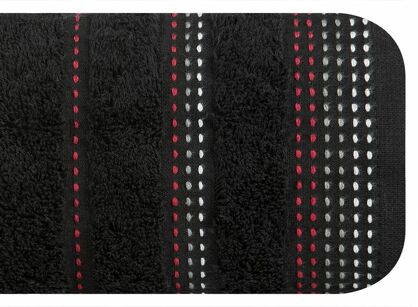 Ręcznik 50x90 POLA czarny z kolorową bordiurą zakończoną stebnowaniem 500 g/m2