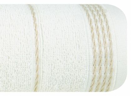 Ręcznik bawełniany 50x90 MIRA kremowy zdobiony bordiurą w pasy