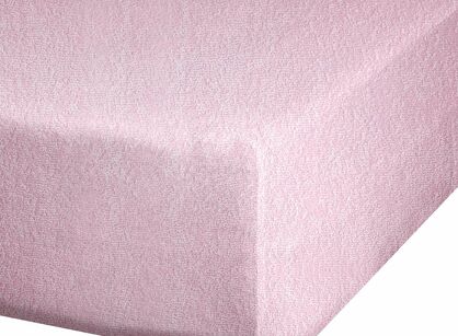 Prześcieradło z bawełny frotte z gumką pudrowe 220x200 Design 91