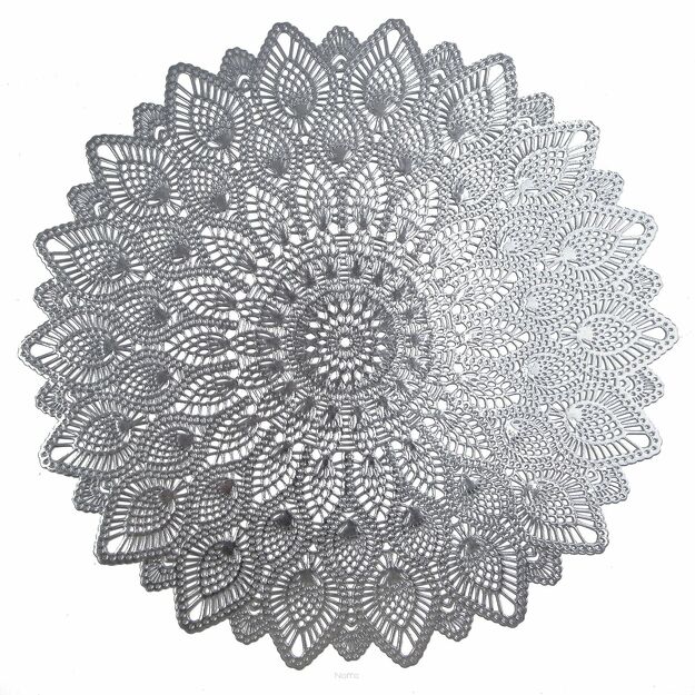 Podkładka dekoracyjna fi 38 SANDY srebrna okrągła z ażurowym wzorem