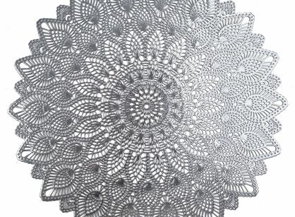 Podkładka dekoracyjna fi 38 SANDY srebrna okrągła z ażurowym wzorem