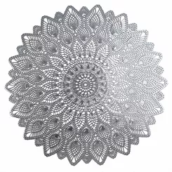 Podkładka dekoracyjna fi 38 SANDY srebrna okrągła z ażurowym wzorem