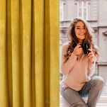 Zasłona na taśmie 140x270 ROSA welwetowa musztardowa Design 91 - 16