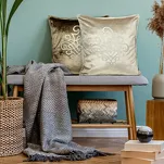 Poszewka welwetowa 45x45 ROYAL 3 ciemna zieleń ze srebrnym ornamentem - 3