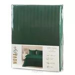 Pościel satynowa 160x200 VERA jednokolorowa gładka ciemna zieleń w prążki - 2