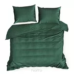 Pościel satynowa 160x200 VERA jednokolorowa gładka ciemna zieleń w prążki - 3