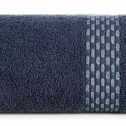 Ręcznik bawełniany 50x90 RIVA granatowy z przeplataną bordiurą efekt 3D