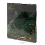 Pościel z makosatyny 160x200 PREMIUM 5 ciemna zieleń z wzorem liści lilii wodnej z kolekcji Premium - 5