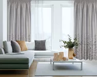 Zasłona na taśmie MARIELA welwetowa srebrna z szampańskim nadrukiem - 6