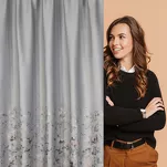 Zasłona gotowa na taśmie MARIELA welwetowa srebrna z szampańskim nadrukiem - 2