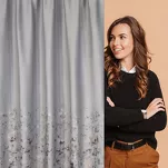 Zasłona na taśmie MARIELA welwetowa srebrna z szampańskim nadrukiem - 12