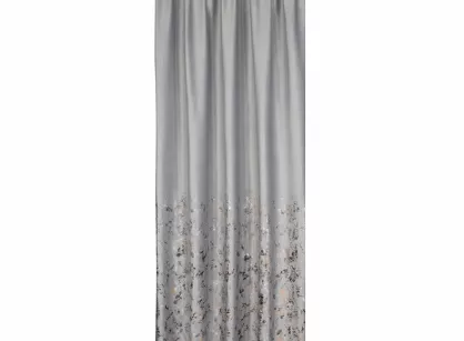 Zasłona gotowa na taśmie MARIELA welwetowa srebrna z szampańskim nadrukiem