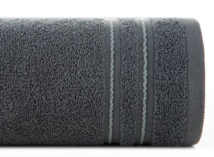 Ręcznik bawełniany 50x90 EMINA grafitowy ze stebnowaną bordiurą