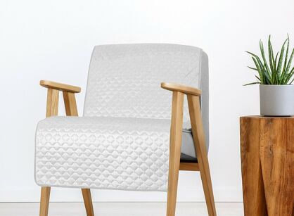 Narzuta na fotel welwetowa 70x160 DIMON biała pikowana w geometryczny wzór