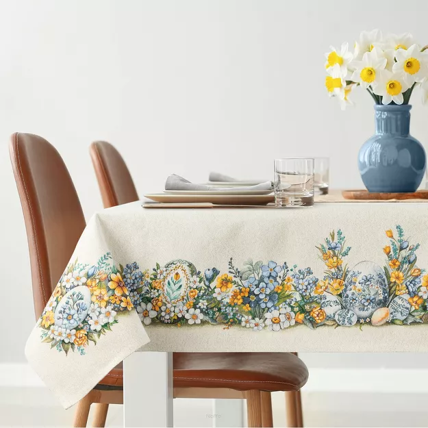 Obrus wielkanocny 140x180 67 gobelinowy naturalny żółty pisanki.