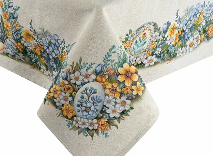 Obrus wielkanocny 140x180 67 gobelinowy naturalny żółty pisanki