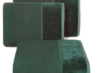 Ręcznik bawełniany 50x90 LUCY ciemna zieleń gładki z welurową szeroką bordiurą