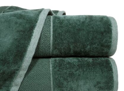 Ręcznik bawełniany 50x90 LUCY ciemna zieleń gładki z welurową szeroką bordiurą